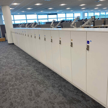 Lockers in a row in a technical facility.