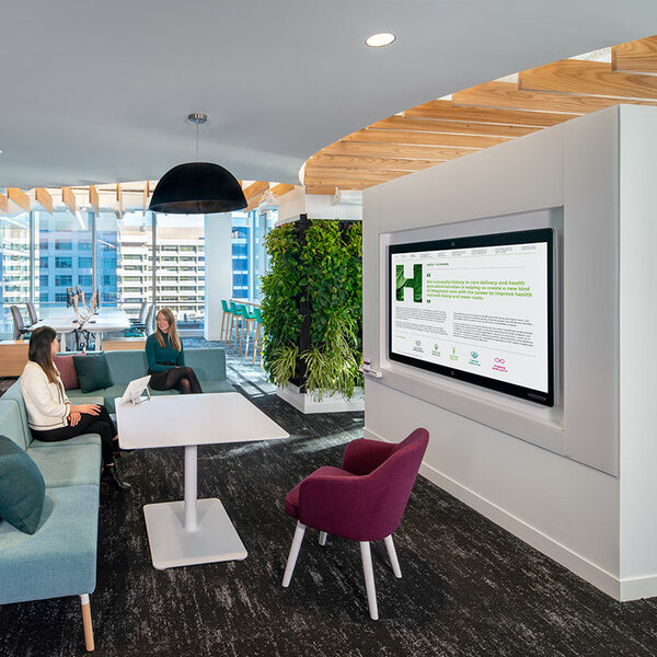 open office collaboration and seating area 