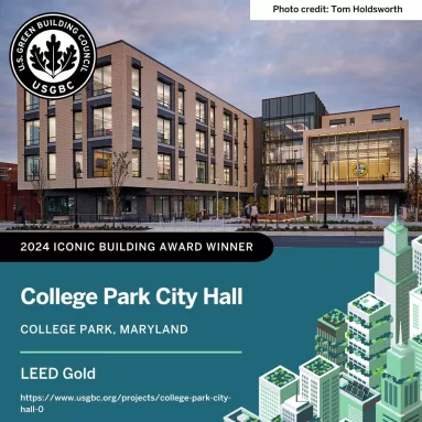 The new College Park City Hall was recently awarded with the 2024 Iconic Building Award for the DMV 