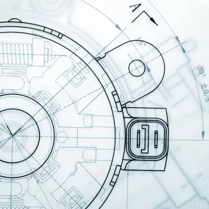 Blueprint of an unknown project - complete with angles and numbers