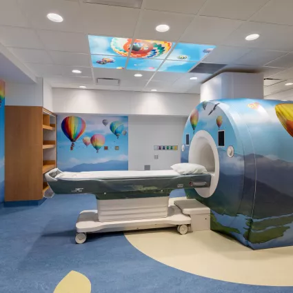 MRI Lab painted with hot air balloons in the sky