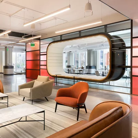 office lobby with seating modern furniture 