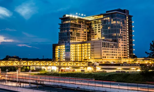 building lit up at night