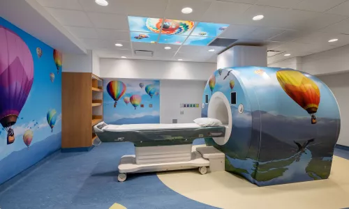 MRI Lab painted with hot air balloons in the sky