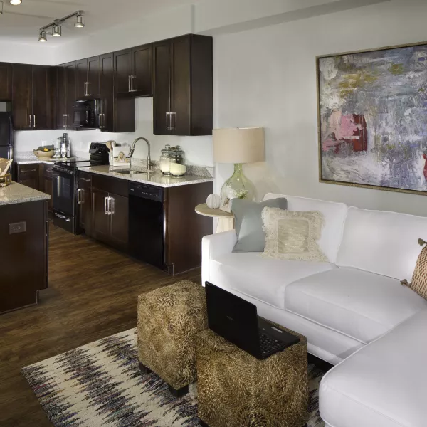 kitchen and sitting area