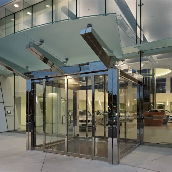 outside view of cars in showroom