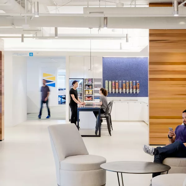 sitting area and employee snack area