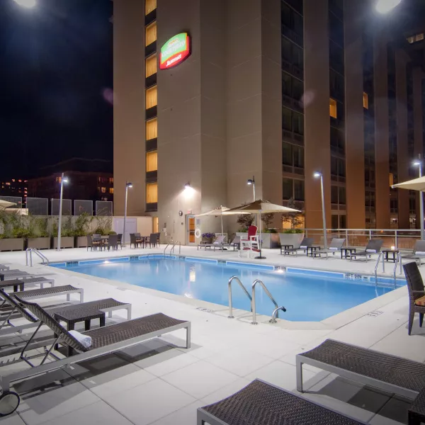 Pool area at night