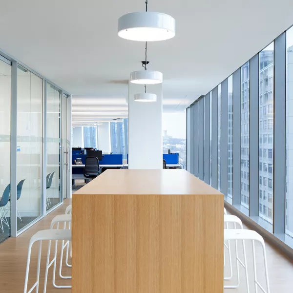 hallway with bench seating in the middle