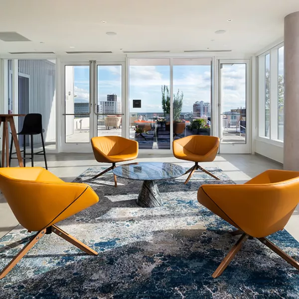 common area with colorful furniture 