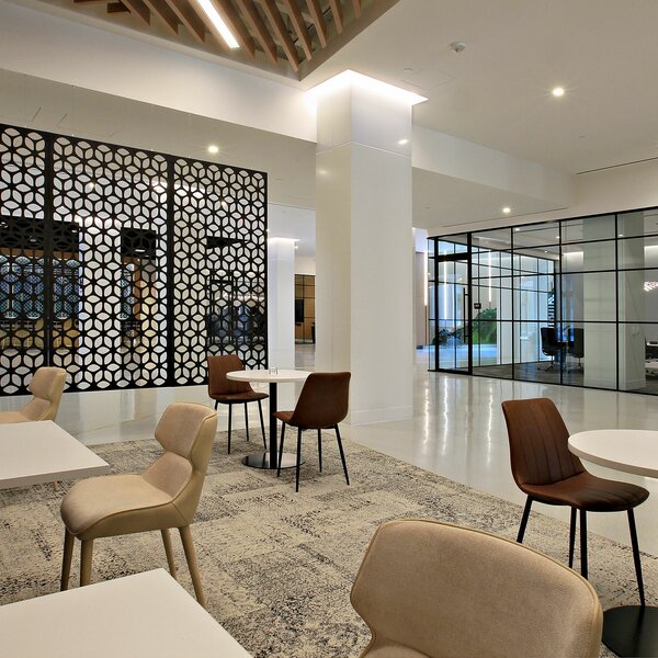 Food Court in an office with marble floors