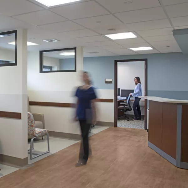 View of patients seated in reception area