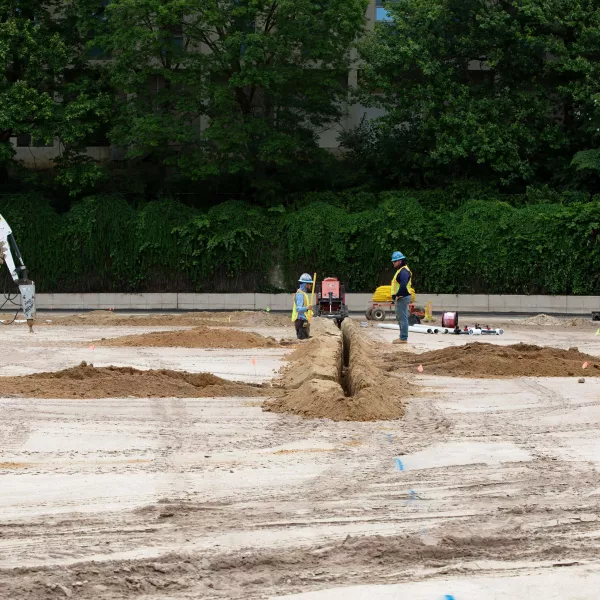 Construction workers on an ongoing jobsite